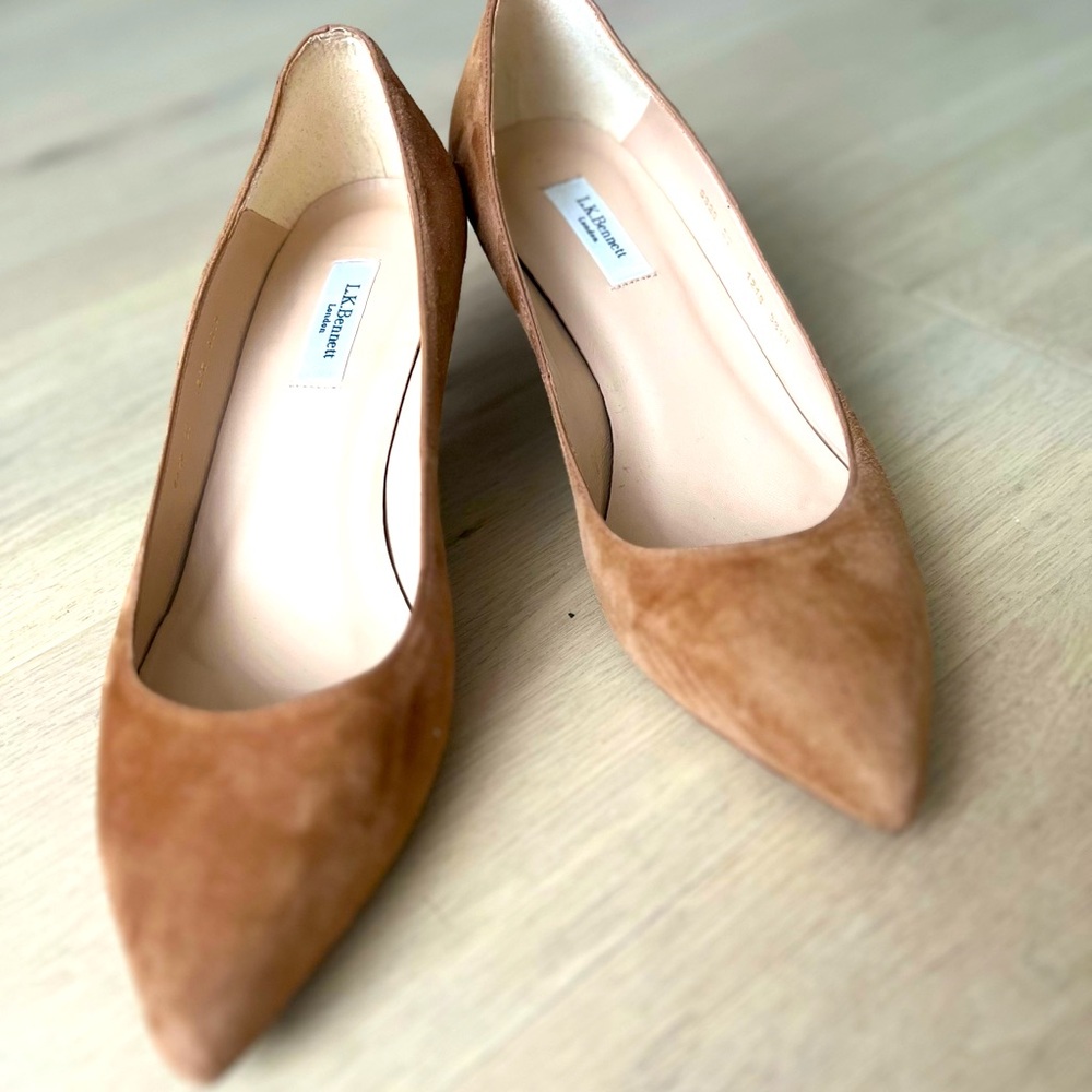 Kitten heal tan suede shoes LKBennett